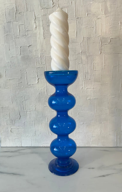 Vintage Anne Nilsson for IKEA Blue Bubble Glass Pillar Candle Holder