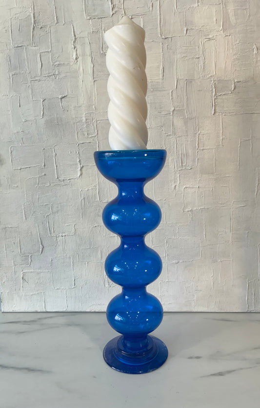 Vintage Anne Nilsson for IKEA Blue Bubble Glass Pillar Candle Holder