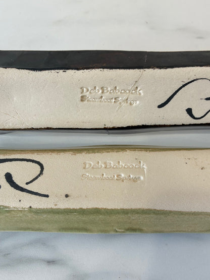 Original Custom Deb Babcock Blue Sky Pottery Studio Stacking Apothecary Trays sold as a pair of 2