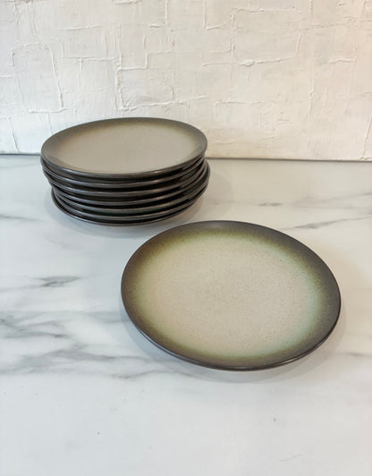 Set of 8, Rare Sea & Sand Sage Green Heath Ceramics Coupe Plates, Bottom Stamped