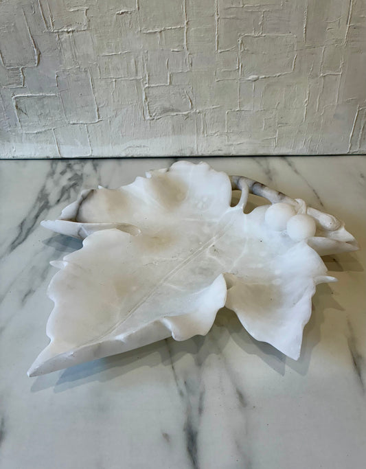 1950’s Marble Slab Carved into Maple Leaf Catch-all Bowl