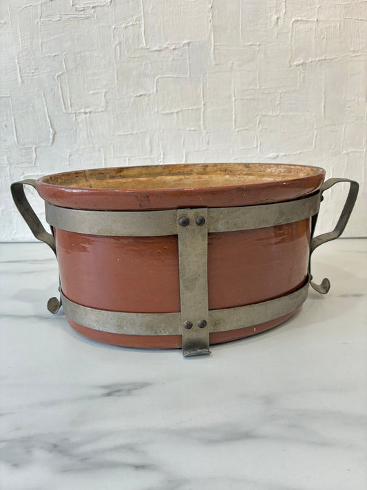 Vintage Weller Stoneware Crock in Made Metal Stand