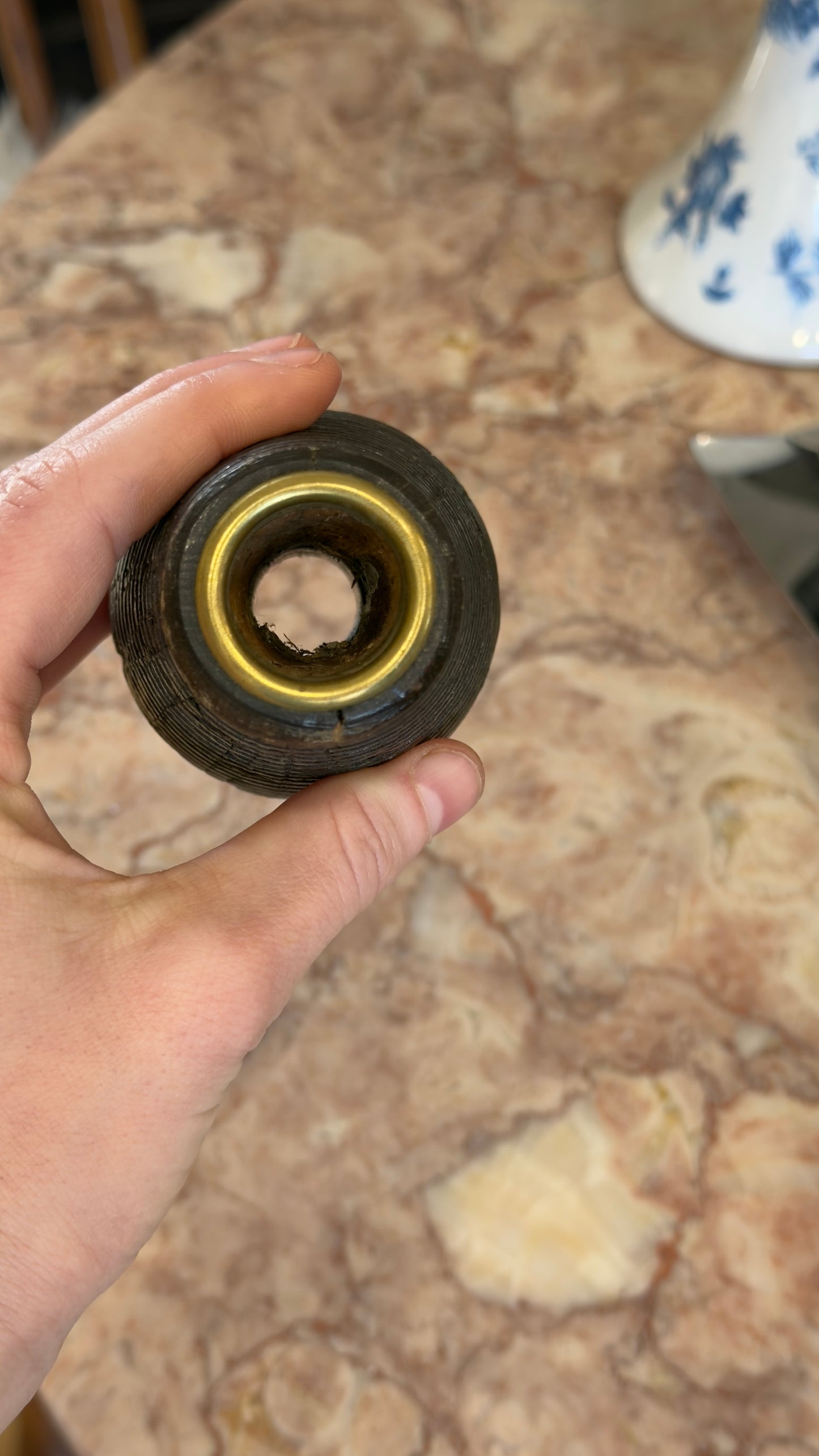 Vintage Wool Loom Spool Candle Holder