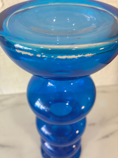 Vintage Anne Nilsson for IKEA Blue Bubble Glass Pillar Candle Holder