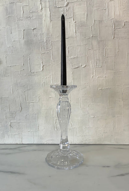 Pair of Large Crystal Pillar Candle Holders