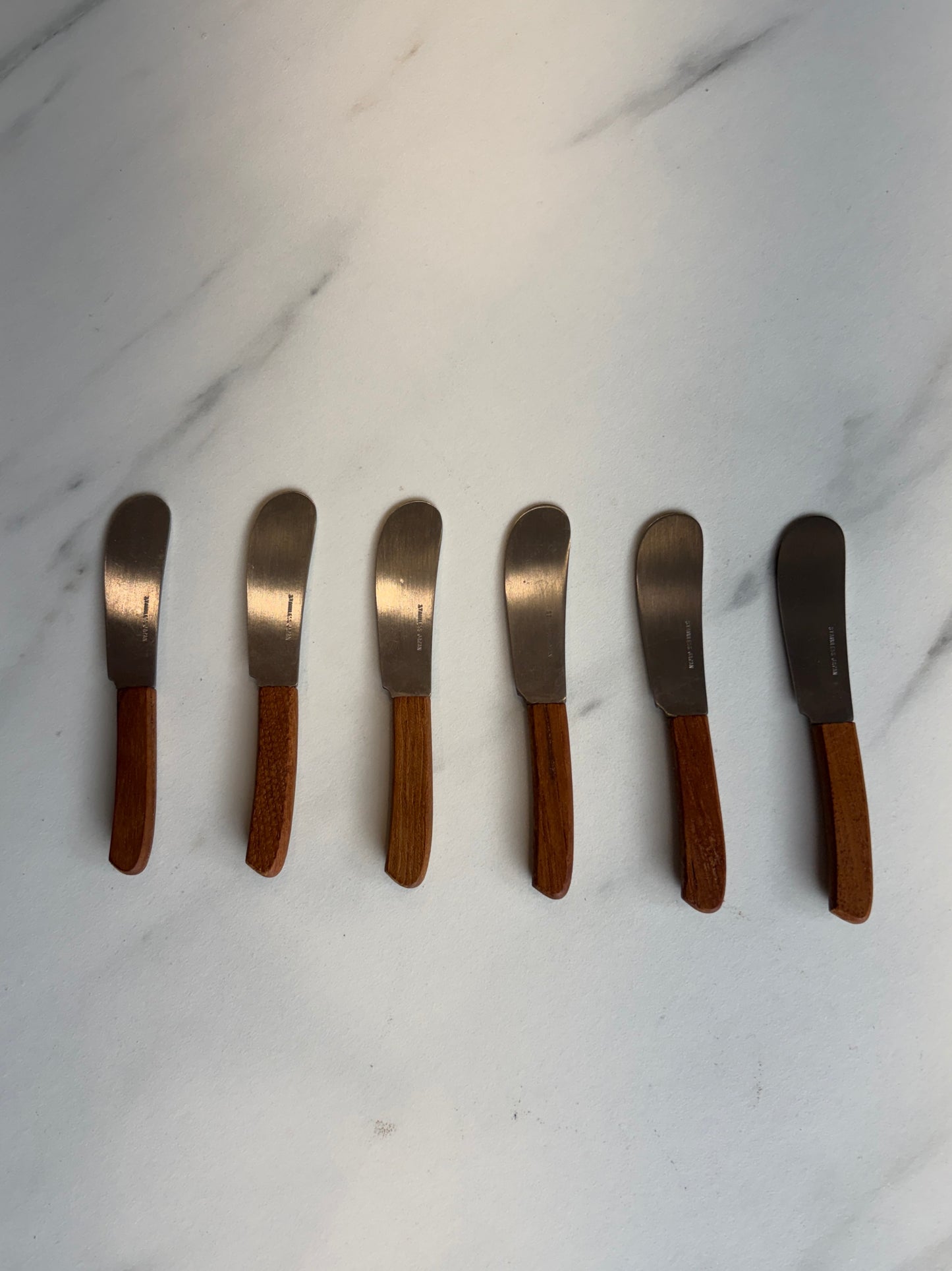 MCM Teak (6) Appetizer Knives in Danish Wood Knife Block