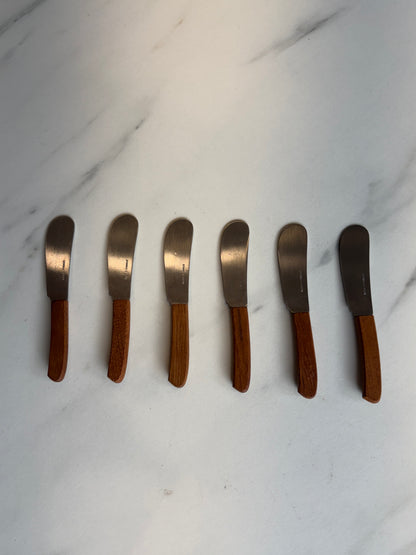 MCM Teak (6) Appetizer Knives in Danish Wood Knife Block