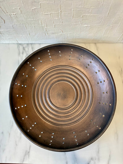 Wheel-Thrown Perforated Pfaltzgraff Matica Oxidized Glaze Fruit Bowl
