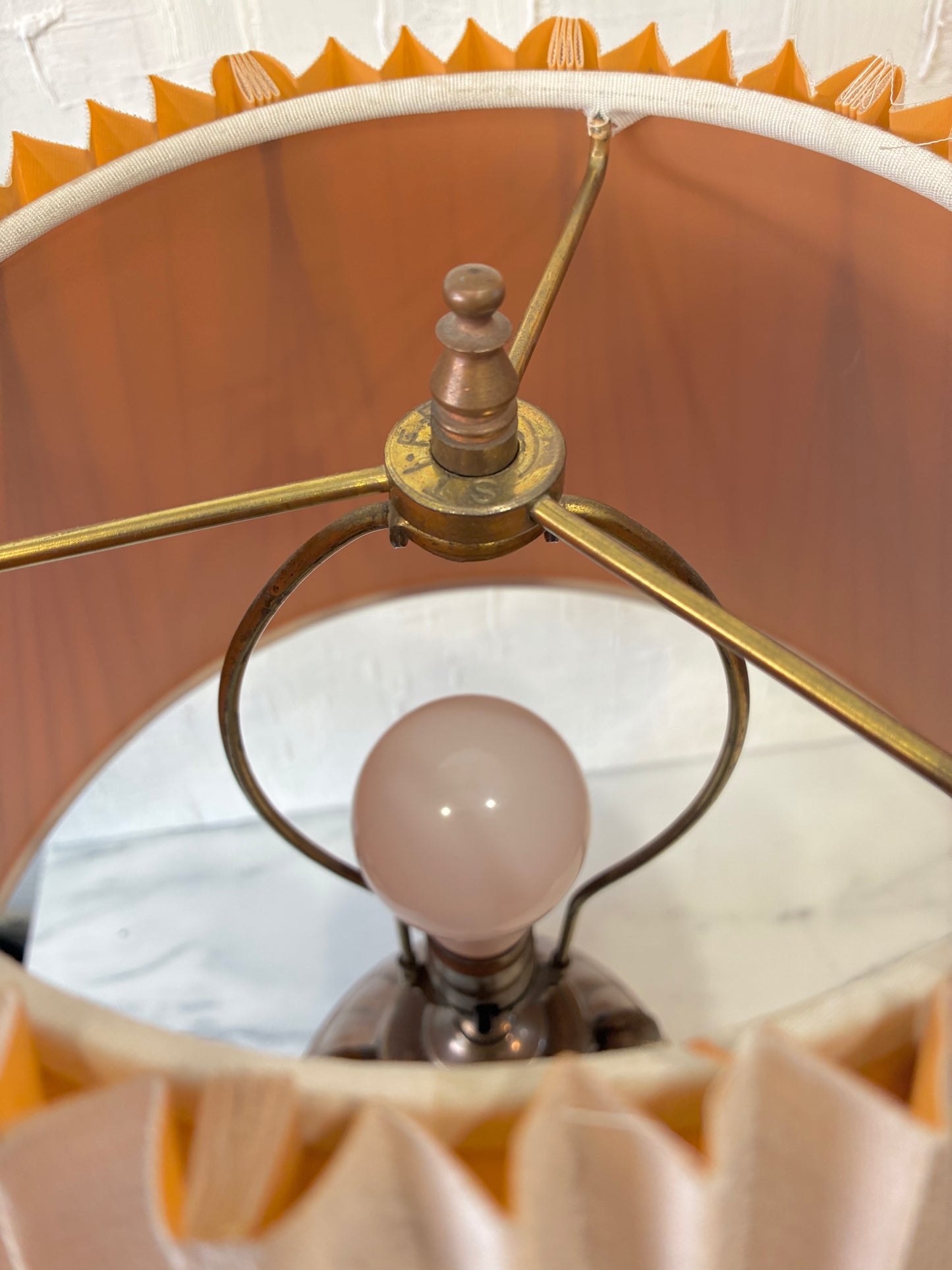 Vintage Copper Vessel Lamp w/ Vintage Lamp Shade