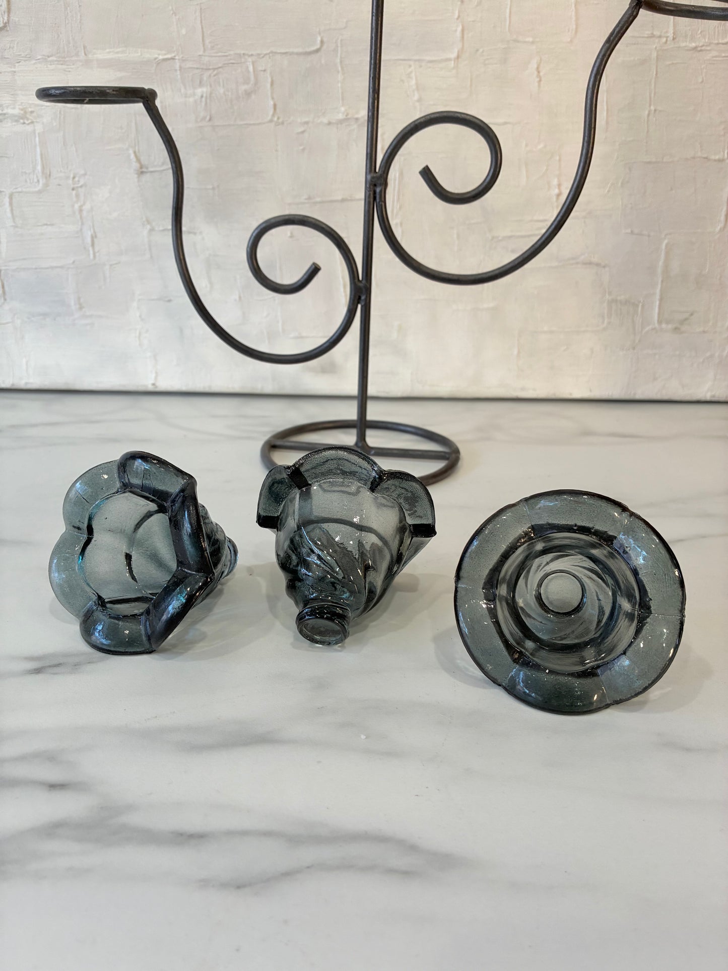 Iron Tea Light Candelabra with Glass