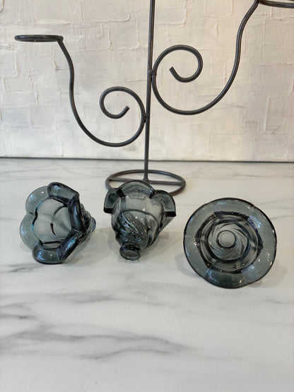Iron Tea Light Candelabra with Glass