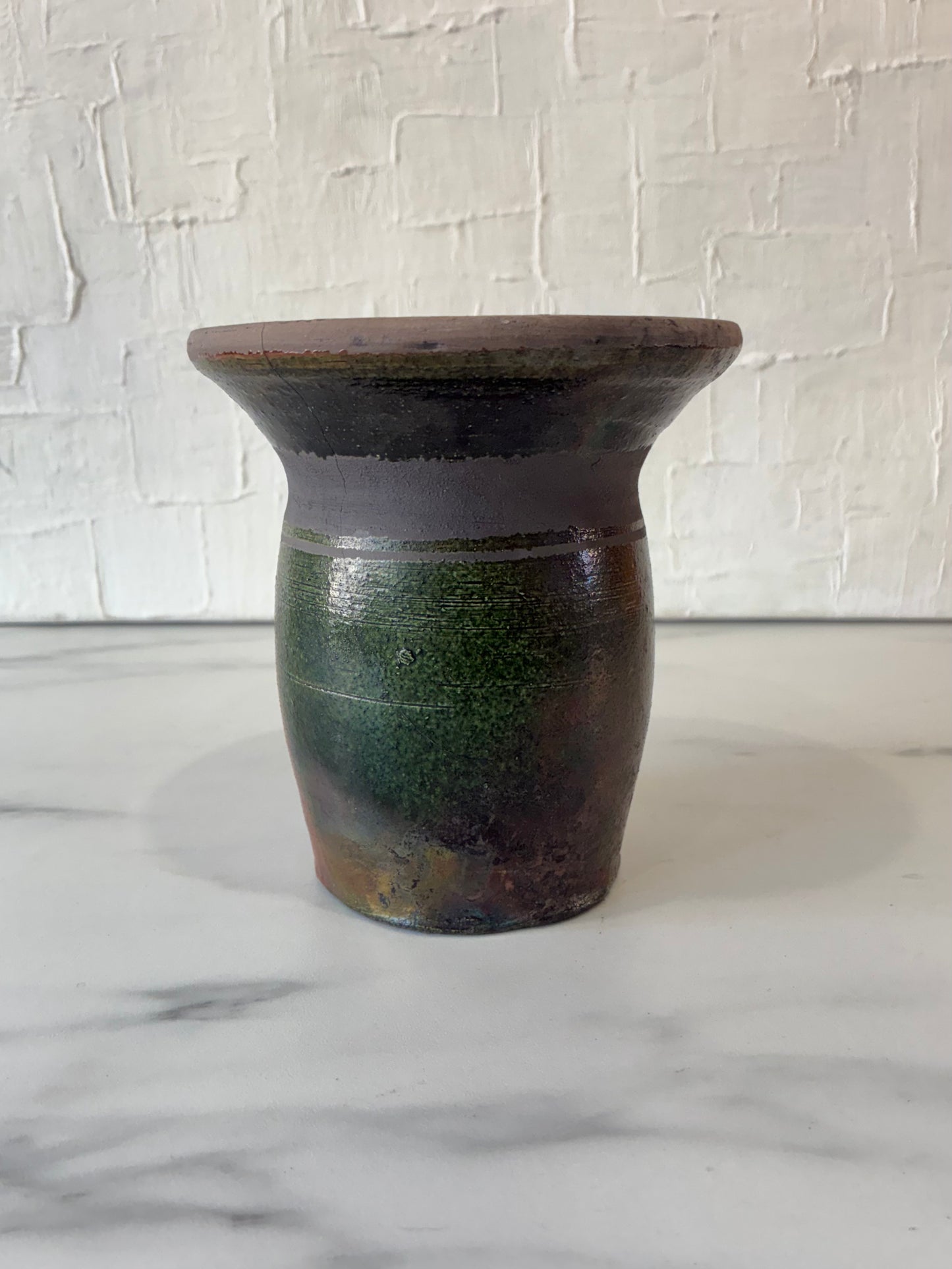 Wheel Thrown Flared Top Raku Fired Vase by CD