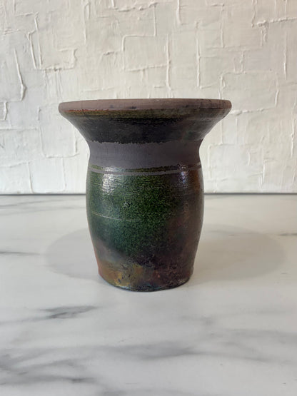 Wheel Thrown Flared Top Raku Fired Vase by CD
