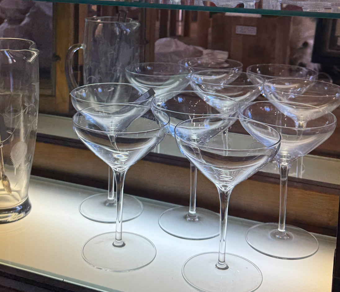 Clear Glass Balloon Coupe Stemware sold as set of 5