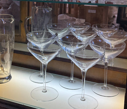 Clear Glass Balloon Coupe Stemware sold as set of 5
