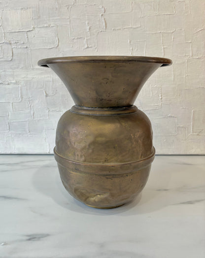 Vintage Hammered Brass Weighted Spittoon