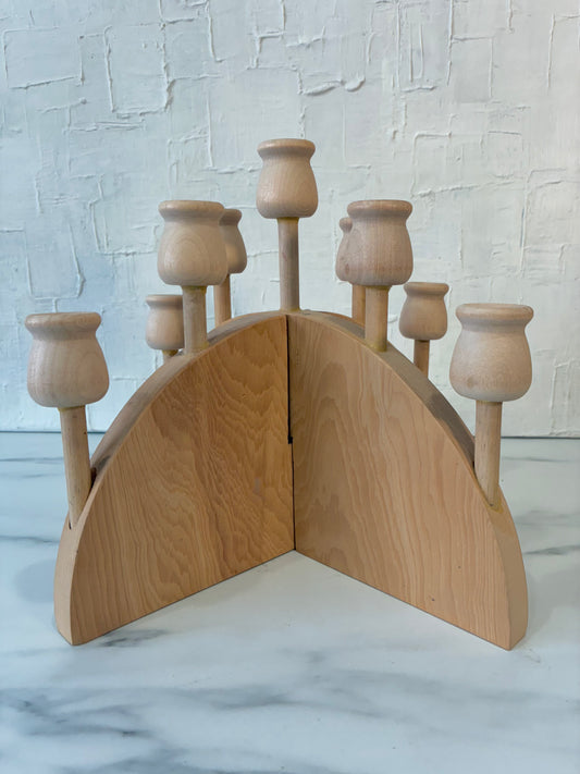 Swedish Wood Cross Layered, Tapered Candelabra