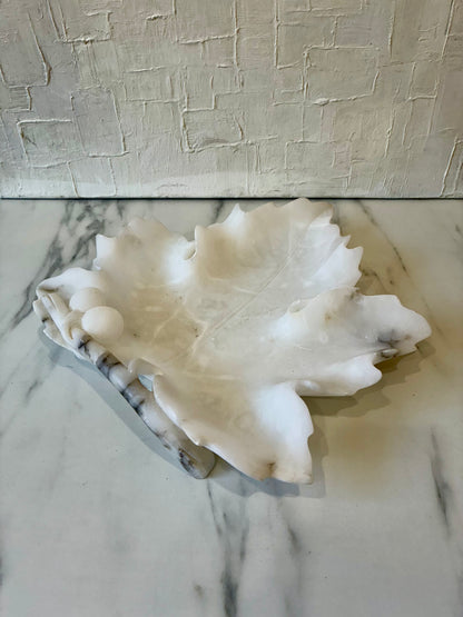 1950’s Marble Slab Carved into Maple Leaf Catch-all Bowl