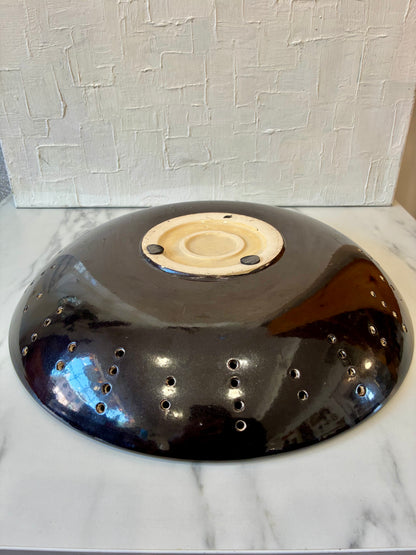 Wheel-Thrown Perforated Pfaltzgraff Matica Oxidized Glaze Fruit Bowl