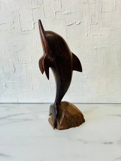 Ironwood Carved Dolphin Statue