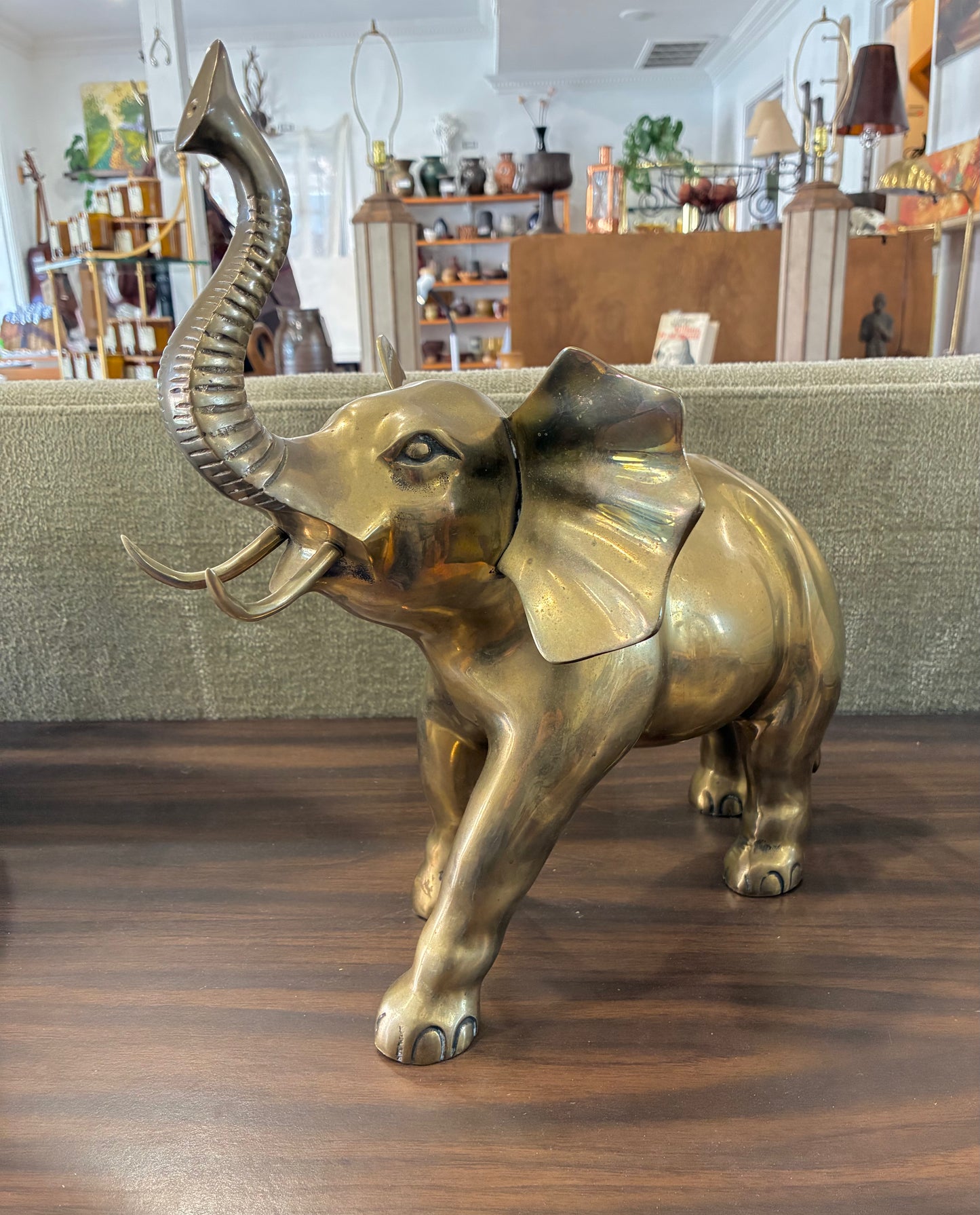 Midcentury Large, Brass Elephant Statue