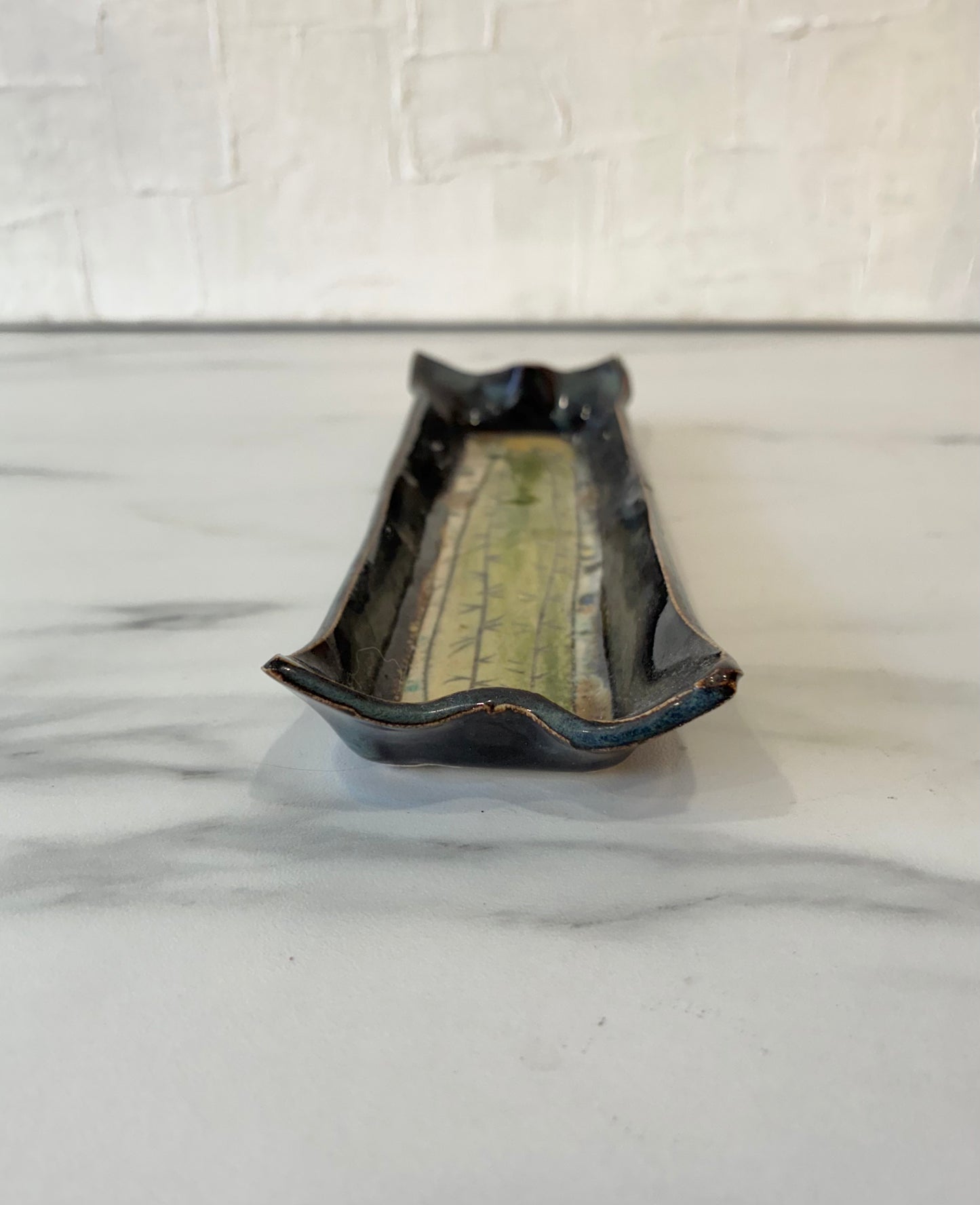 Original Custom Deb Babcock Blue Sky Pottery Studio Stacking Apothecary Trays sold as a pair of 2
