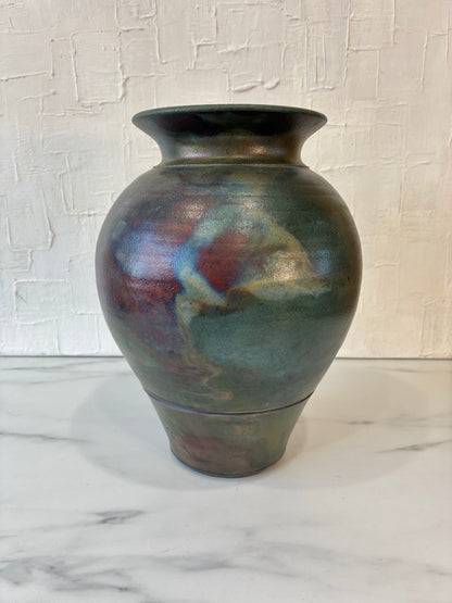 Wheel Thrown Raku Fired Vase by Tristan