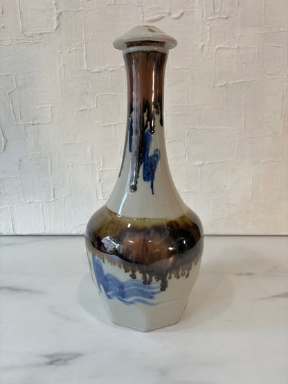 Rare Vintage Tony Evan’s Studio Decanter Drip Glaze Pottery w/Lid