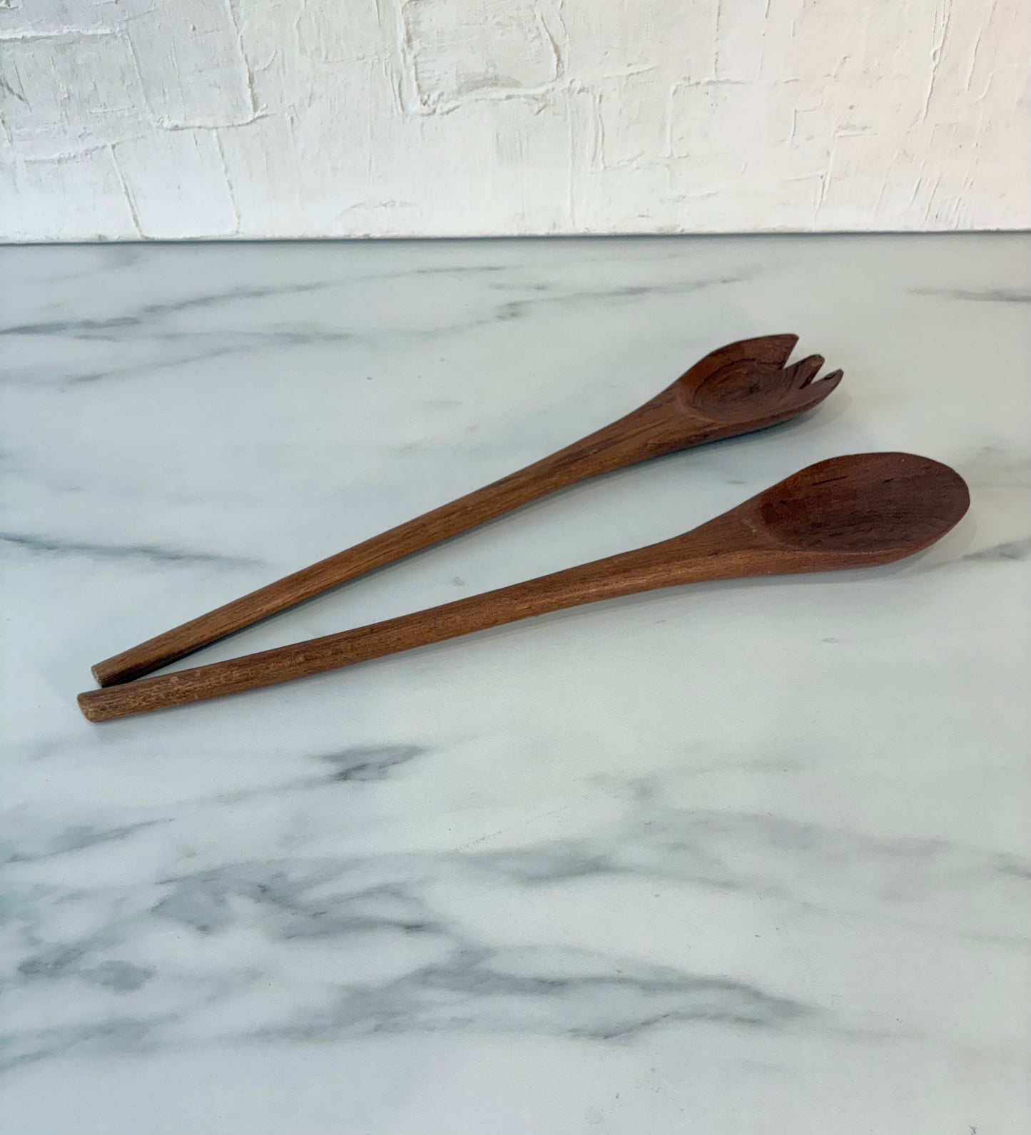 7 Piece MCM Knobler Teak Salad Bowl Set w/ Servers