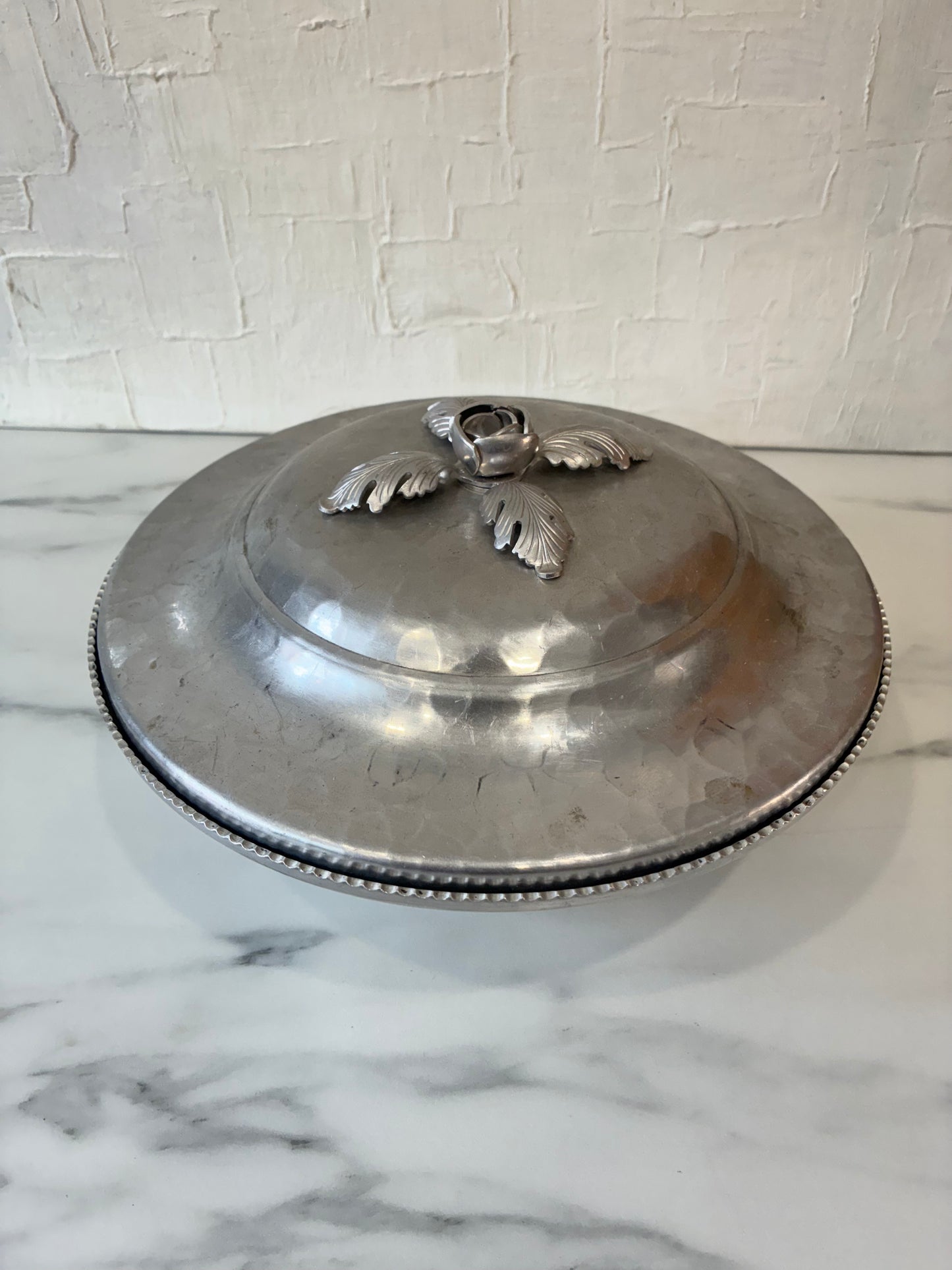 Trade 1960 Continental Hand Wrought Silverlook 557 Serveware with Pyrex Interior Vessel Kitchenware Bowl