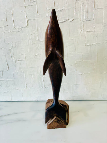 Ironwood Carved Dolphin Statue