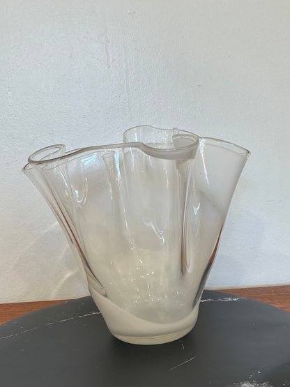 Clear and White Handkerchief Glass Vase