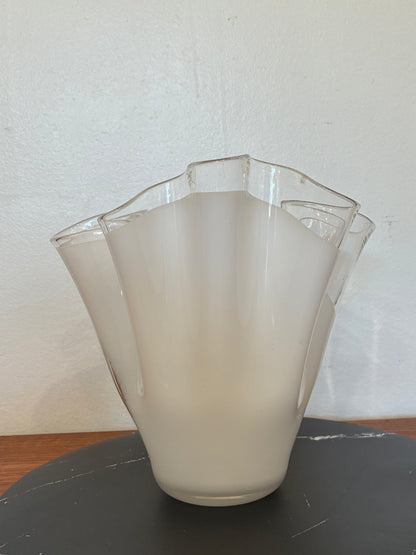 Clear and White Handkerchief Glass Vase