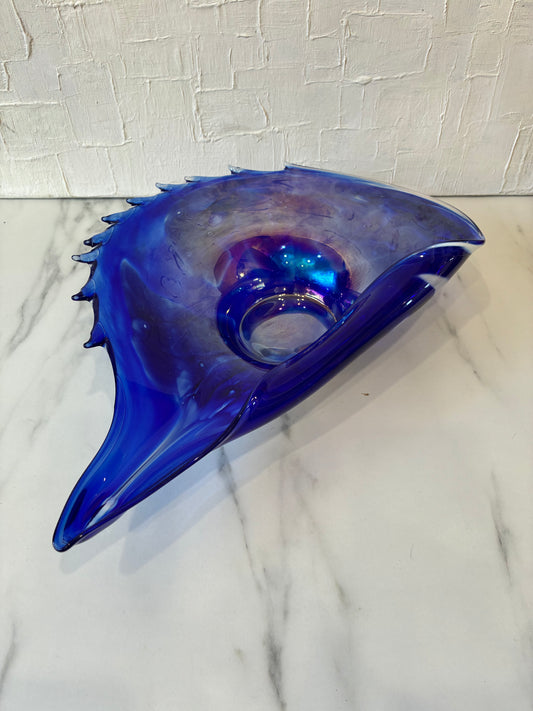 Blue Murano Glass Oceanic Shell Inspiration Centerpiece Bowl