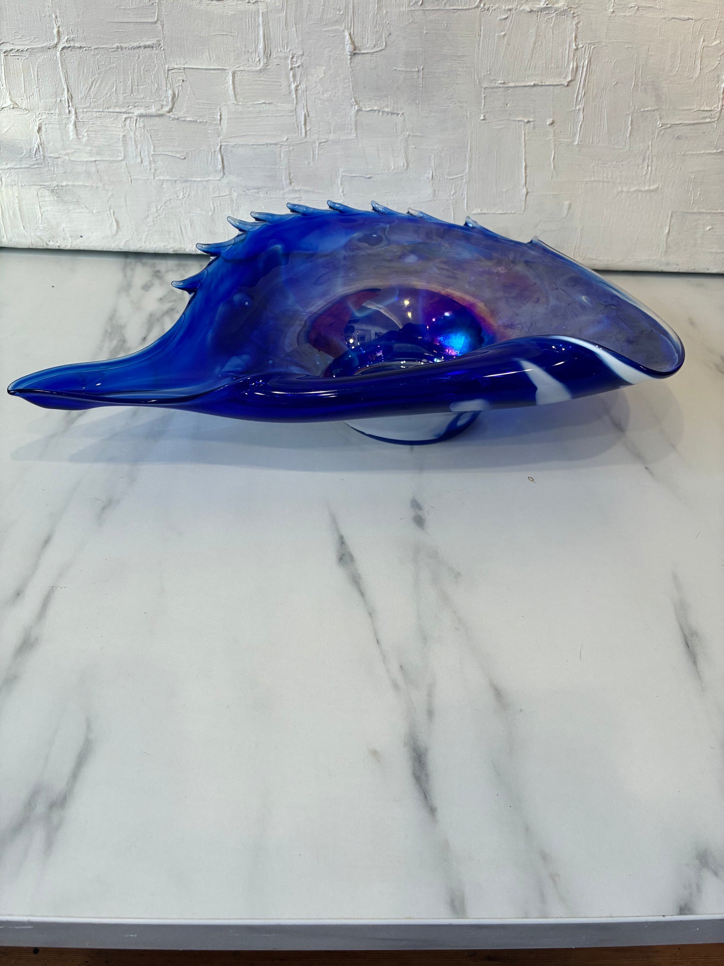 Blue Murano Glass Oceanic Shell Inspiration Centerpiece Bowl