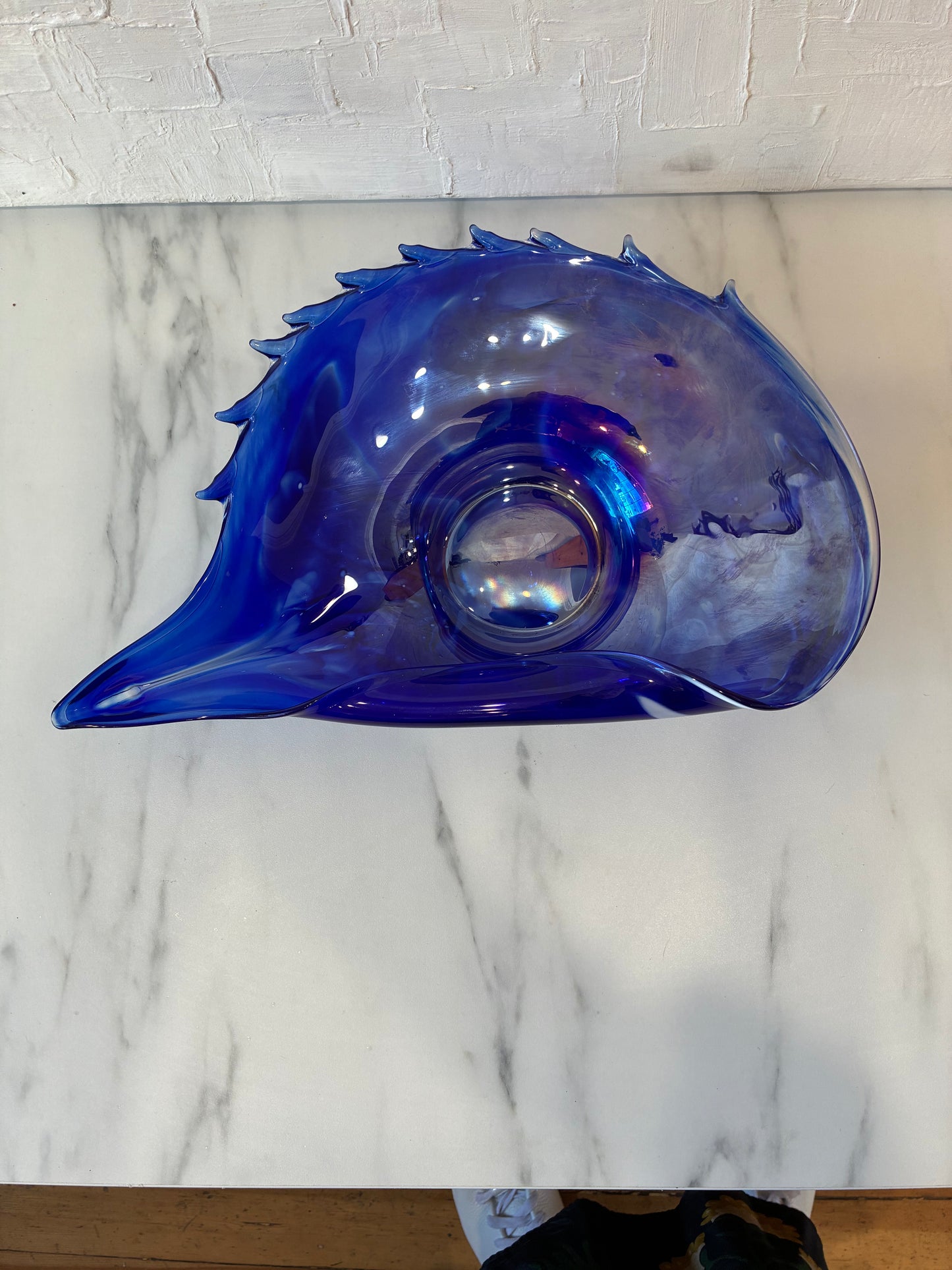 Blue Murano Glass Oceanic Shell Inspiration Centerpiece Bowl