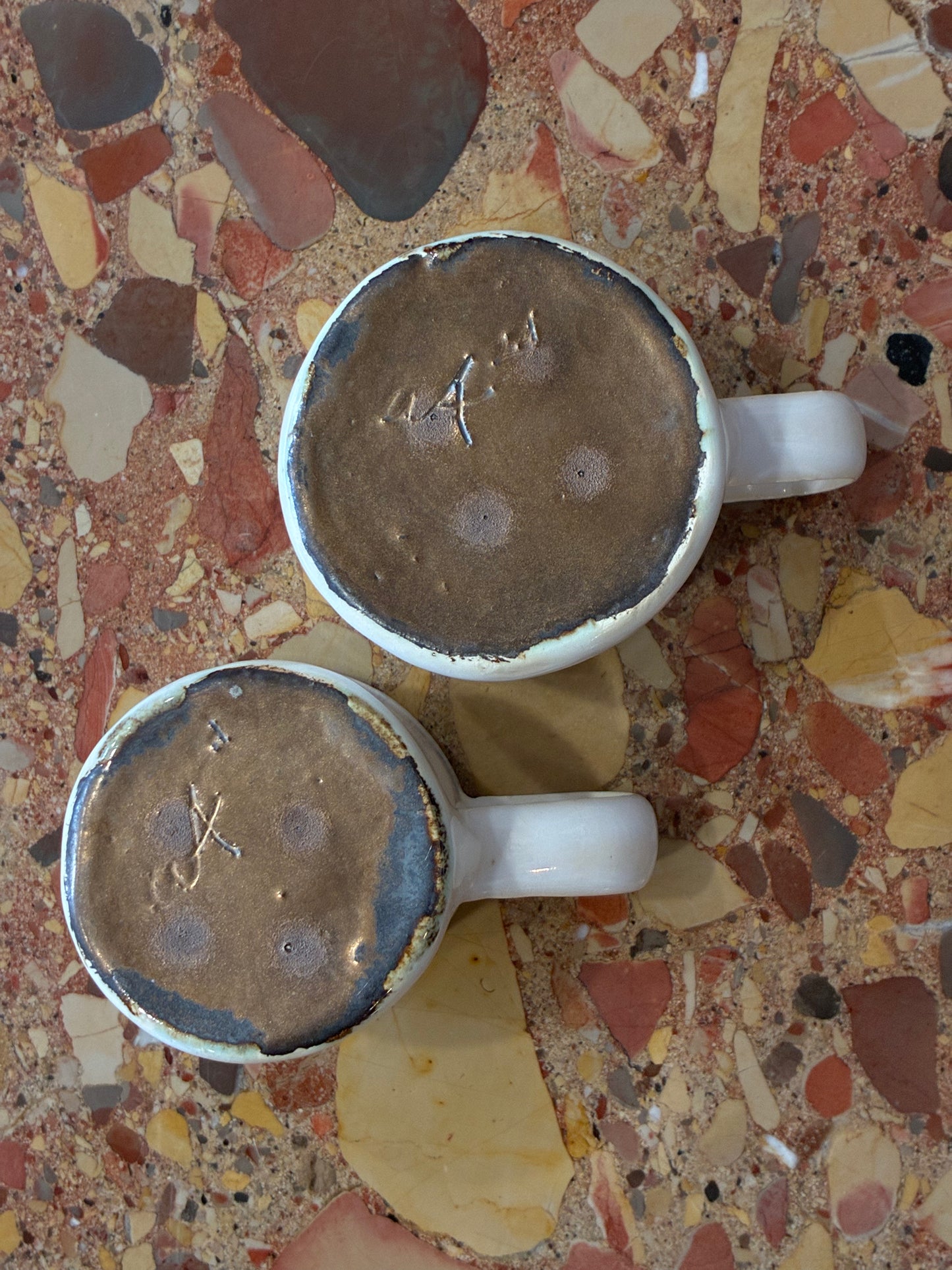 Hand Sculpted Roasted Marshmallow Pair of Espresso Mugs by a.A.