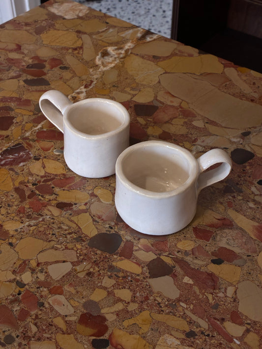 Hand Sculpted Roasted Marshmallow Pair of Espresso Mugs by a.A.