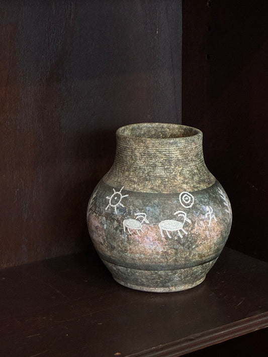 2001 Pat & Olin Powers Fredoniali Arizona Studio Petroglyph Vase