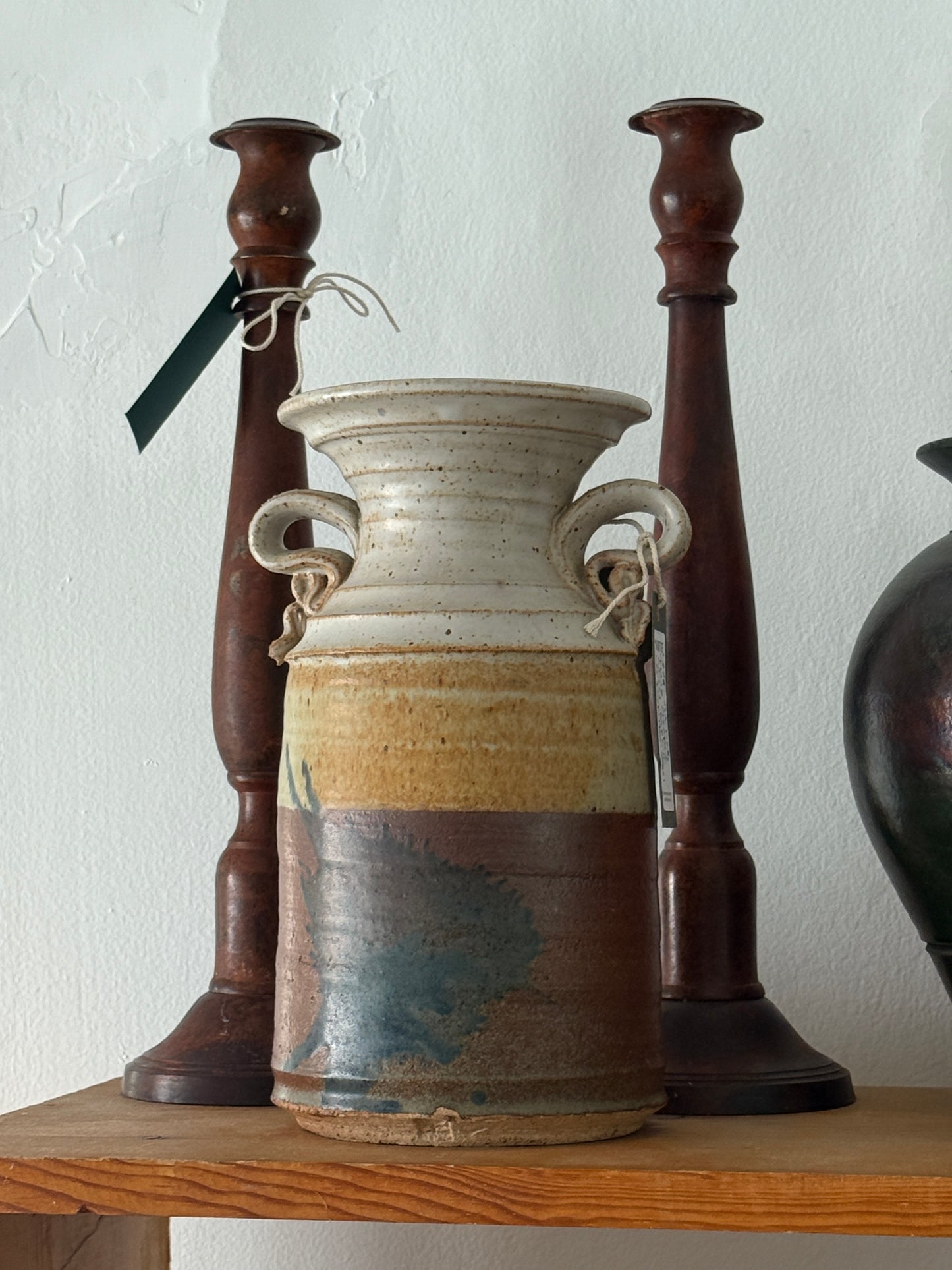 USA Made Tulip Stamped Wheel Thrown Large Spittoon Vessel