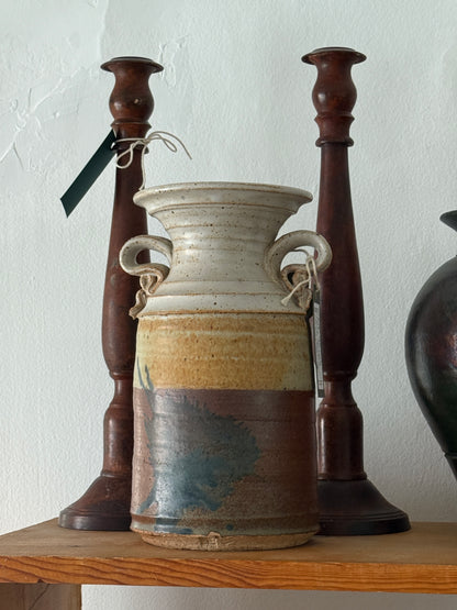 USA Made Tulip Stamped Wheel Thrown Large Spittoon Vessel