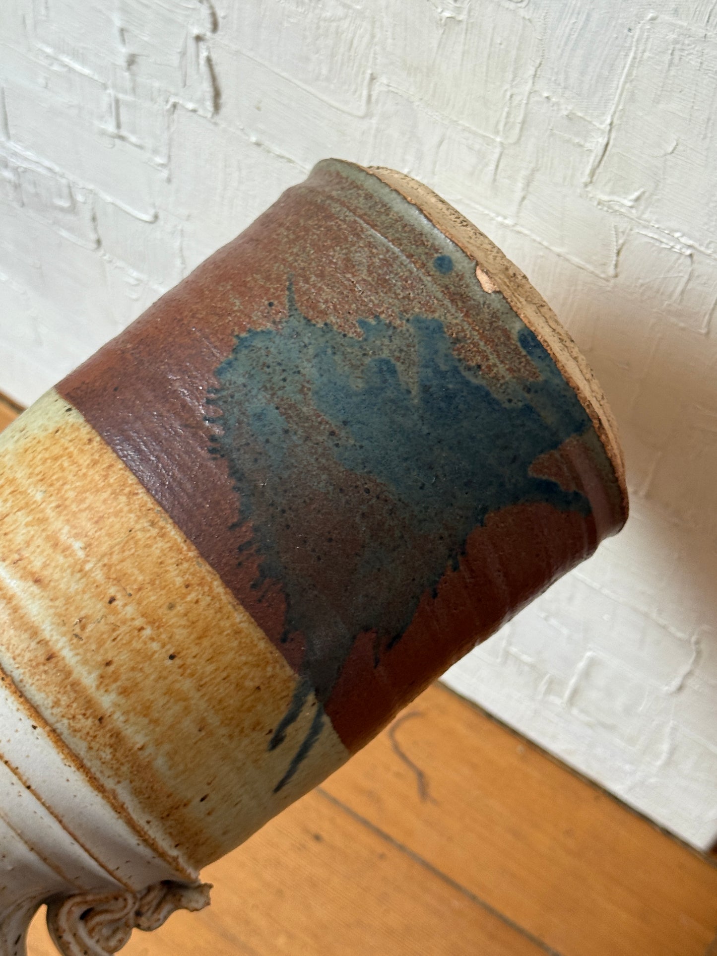USA Made Tulip Stamped Wheel Thrown Large Spittoon Vessel