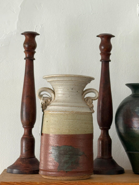 USA Made Tulip Stamped Wheel Thrown Large Spittoon Vessel