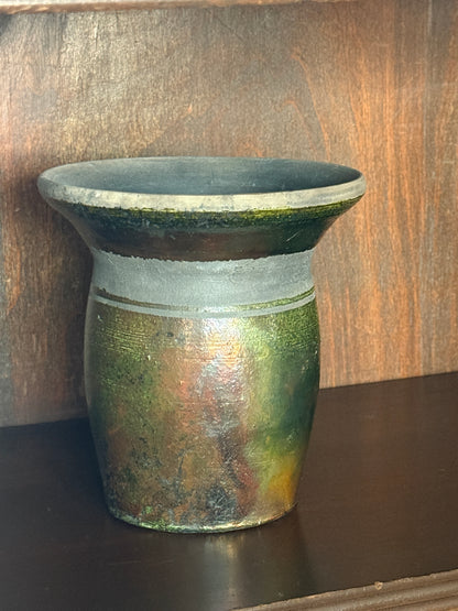 Wheel Thrown Flared Top Raku Fired Vase by CD