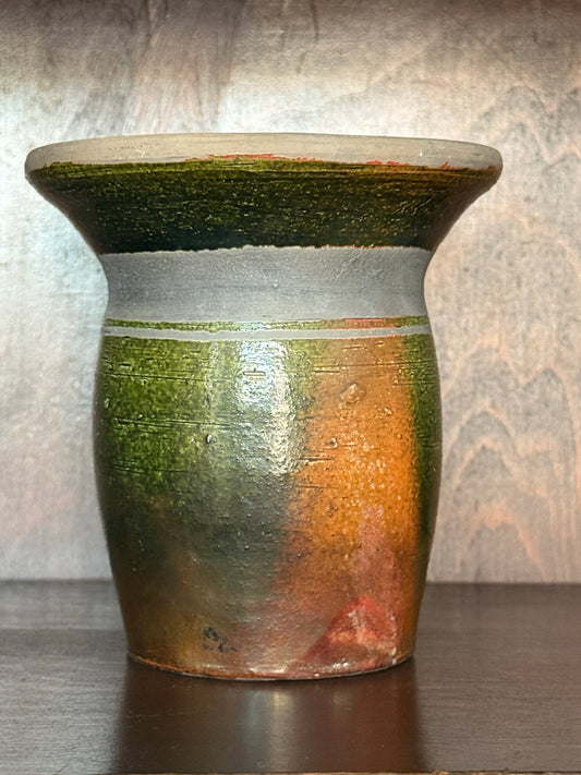 Wheel Thrown Flared Top Raku Fired Vase by CD