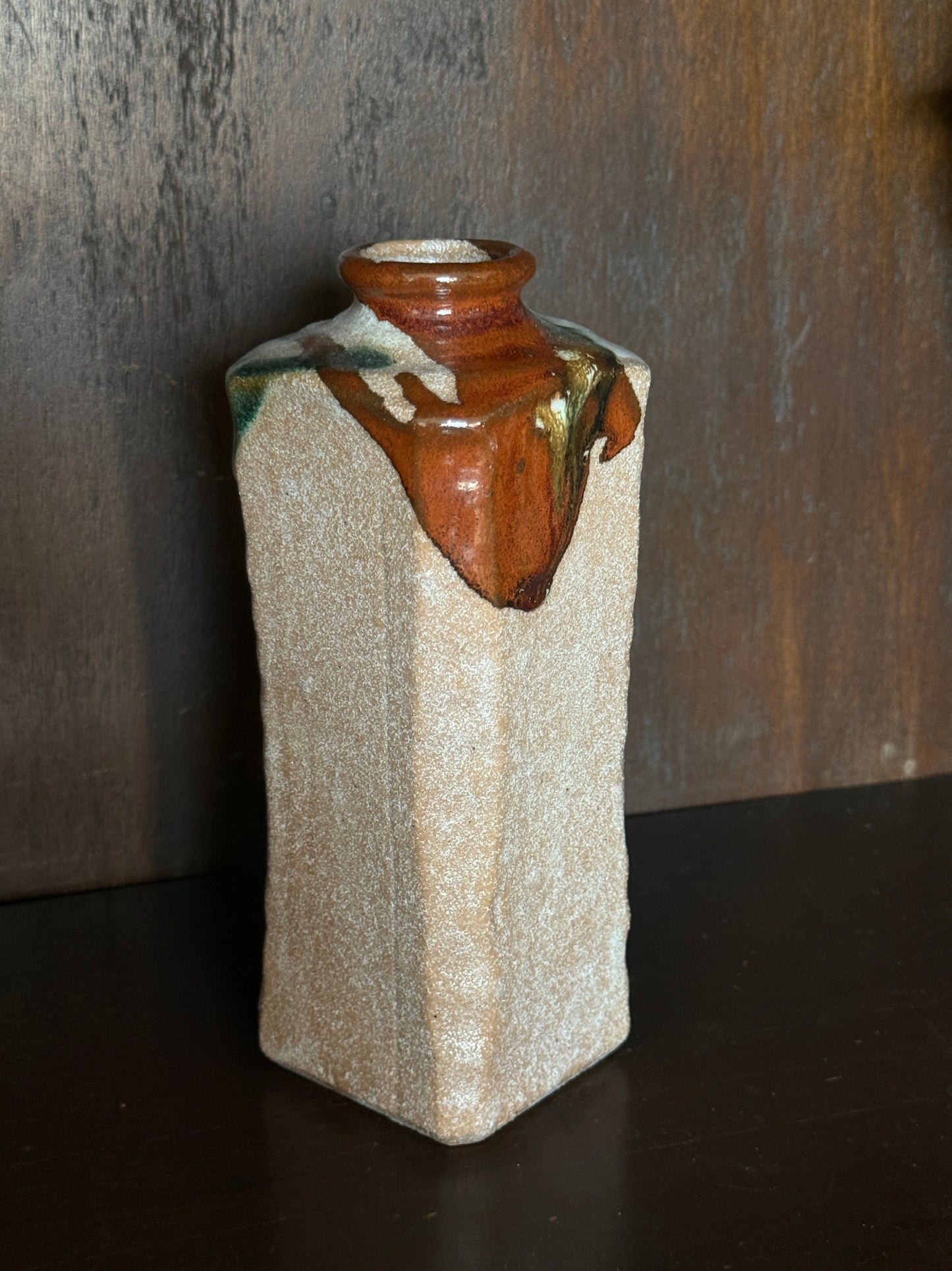 Mid century Japanese Tego Drip Dry Glaze Vase