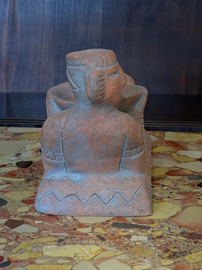 Large Vintage Terracotta Mayan Chacmool of Rain Incense Sculpture