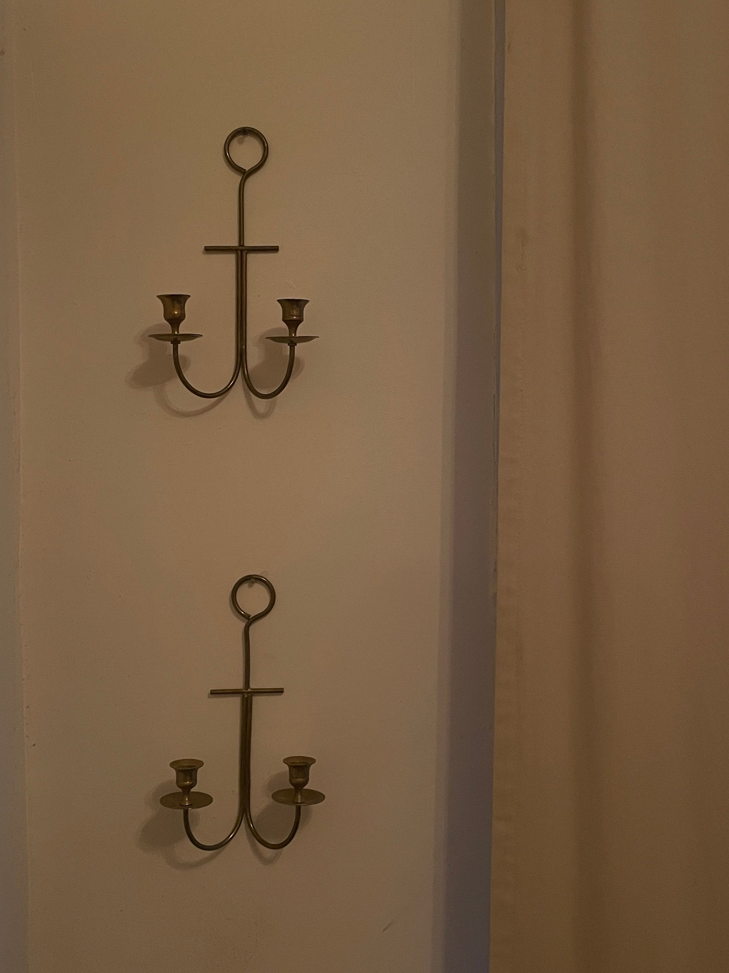 Vintage Brass Wall Mounted Candelabras - Sold as a pair