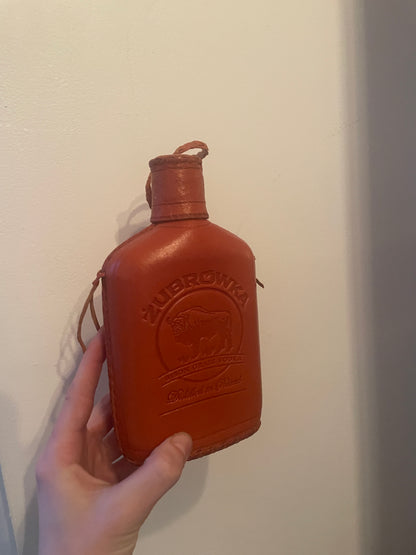 Vintage Leather “Zubrowska” Polish Vodka Flask (empty)