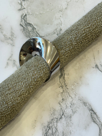 New in box Vintage Phillipi Mirrored Silver "Swirl" Napkin Rings sold as set of 4